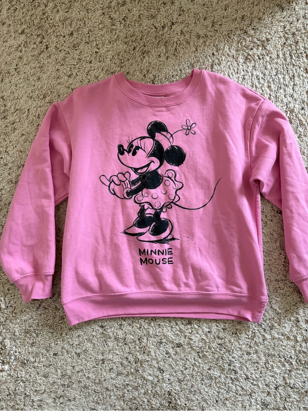 Disney Minnie Mouse Pink Crew Sweatshirt 90s Vintage Nostalgic Size Med
